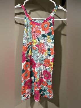 Bright Floral Tank Top - Pink & Orange Floral Print
